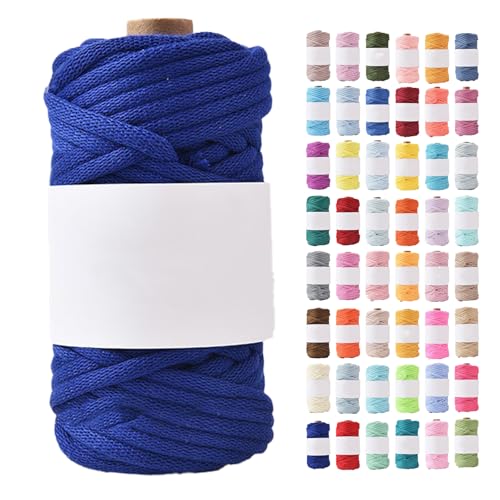 300g Schlauchgarn,crochet Yarn Breite 6mm,baumwollgarn Zum Häkeln Länge 35 M,Handstrickgarnc Deckengarn, Rolle Baumwollgarn Für DIY-Decken, Hüte (Blau-N) von zoufabaola