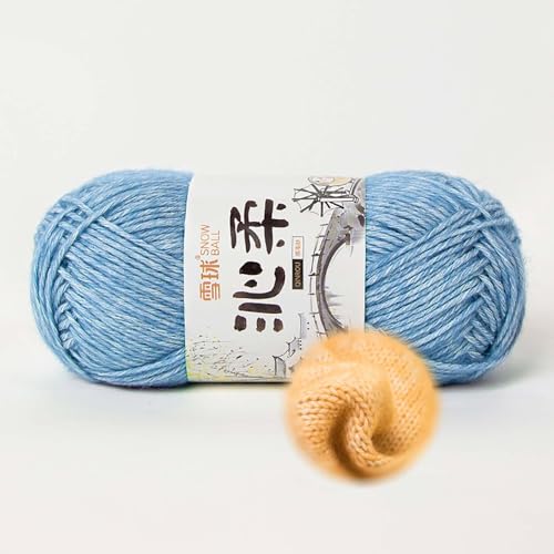50g/130m Häkelgarn, Handstrickgarn Baumwollgarn 78% Baumwolle/22% Acryl,baumwolle Zum Stricken, Crochet Yarn,für Häkeln Und Kunsthandwerk, Anfänger, Profis (Blau-F) von zoufabaola