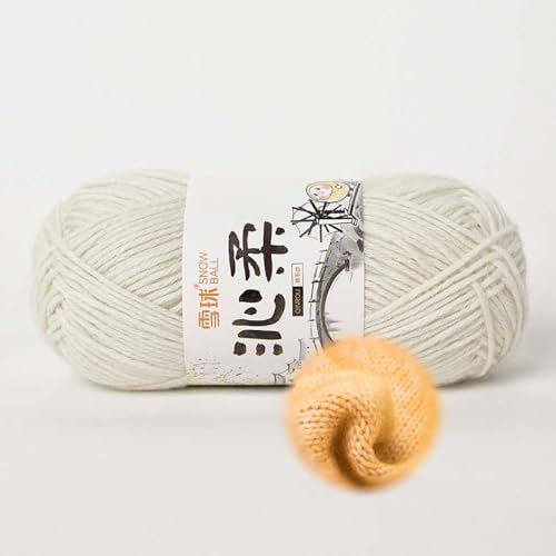 50g/130m Häkelgarn, Handstrickgarn Baumwollgarn 78% Baumwolle/22% Acryl,baumwolle Zum Stricken, Crochet Yarn,für Häkeln Und Kunsthandwerk, Anfänger, Profis (Elfenbein) von zoufabaola
