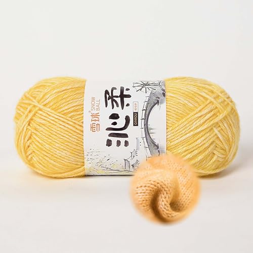 50g/130m Häkelgarn, Handstrickgarn Baumwollgarn 78% Baumwolle/22% Acryl,baumwolle Zum Stricken, Crochet Yarn,für Häkeln Und Kunsthandwerk, Anfänger, Profis (Gelb-C) von zoufabaola