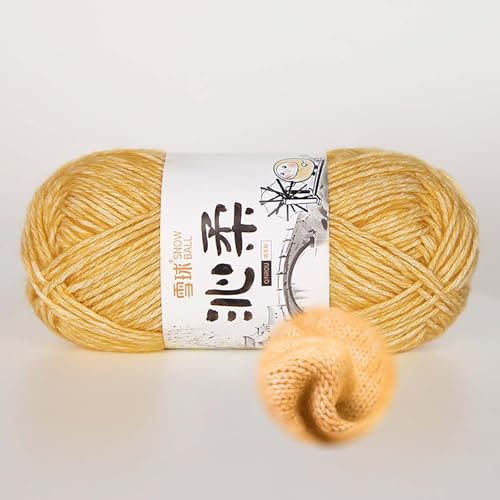 50g/130m Häkelgarn, Handstrickgarn Baumwollgarn 78% Baumwolle/22% Acryl,baumwolle Zum Stricken, Crochet Yarn,für Tierpuppen, Fäustlinge, Mützen, Schals, Decken, Pullover (Gelb-E) von zoufabaola