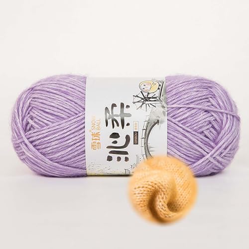 50g/130m Häkelgarn, Handstrickgarn Baumwollgarn 78% Baumwolle/22% Acryl,baumwolle Zum Stricken, Crochet Yarn,für Tierpuppen, Fäustlinge, Mützen, Schals, Decken, Pullover (Lila-F) von zoufabaola
