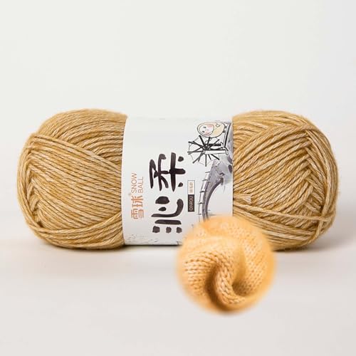 50g/130m Häkelgarn, Handstrickgarn Baumwollgarn 78% Baumwolle/22% Acryl,baumwolle Zum Stricken, Crochet Yarn,für Verwendet, Um Liebevolle Geschenke Zu Kreieren. (Gelb-A) von zoufabaola