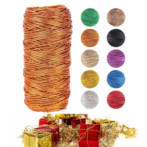 Kordel Gold, 1.5mm Geschenkband Gold 100m Lametta Schnur Unelastisch Kordelband Goldfaden Zum Handwerk Hochzeit Dekorieren Oder Verpacken (Bronze) von zoufabaola