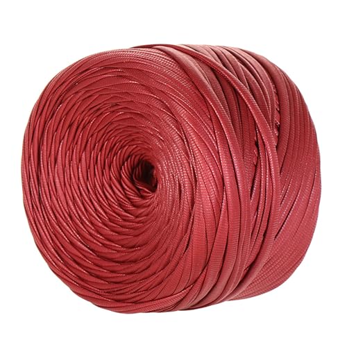 Metallic T-Shirt Garn, 200g/90m,tshirt Garn, T-shirt-garn Aus Kunstleder,Breite 1,8 Cm, Stoffgarn mit einseitiger Farbe,Für Häkeltaschen, Körbe, Teppiche, Heimdeko, DIY-Projekte (Kunstleder Typ N) von zoufabaola