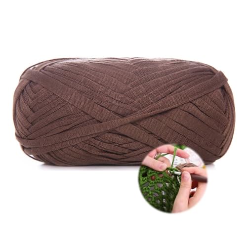 T-Shirt Garn 100g/70m, Durchmesser 10 MmTextilgarn Strickschlauch Zum Häkeln Für Körbe, Häkelkorb Taschen Teppiche Wandbehang Makramee (Braun-B) von zoufabaola