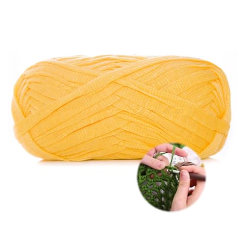 T-Shirt Garn 100g/70m, Durchmesser 10 MmTextilgarn Strickschlauch Zum Häkeln Für Körbe, Häkelkorb Taschen Teppiche Wandbehang Makramee (Gelb-A) von zoufabaola