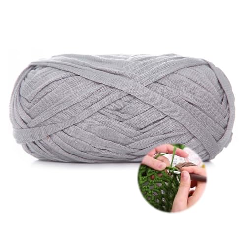 T-Shirt Garn 100g/70m, Durchmesser 10 MmTextilgarn Strickschlauch Zum Häkeln Für Körbe, Häkelkorb Taschen Teppiche Wandbehang Makramee (Grau-A) von zoufabaola