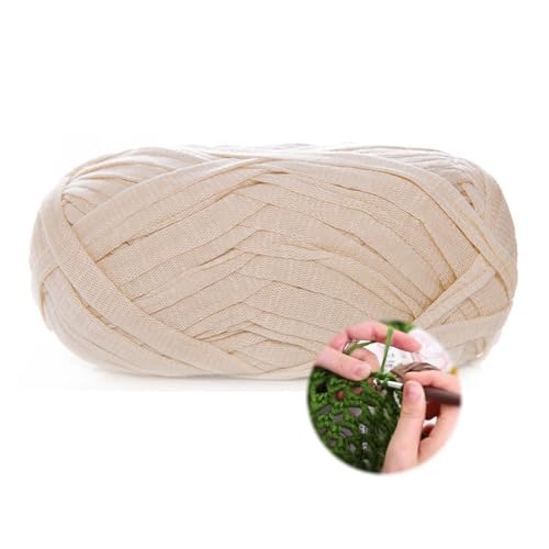 T-Shirt Garn 100g/70m, Durchmesser 10 MmTextilgarn Zum Häkeln Für Körbe, Häkelkorb Taschen Teppiche Wandbehang Makramee (Beige) von zoufabaola