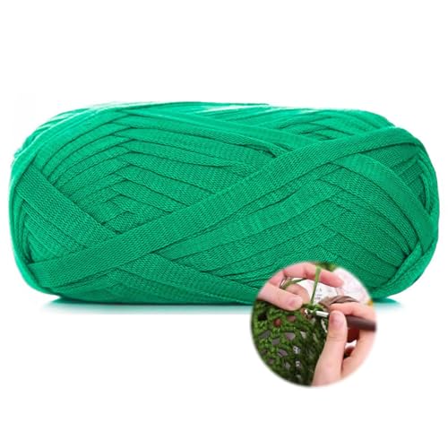 T-Shirt Garn 100g/70m, Durchmesser 10 MmTextilgarn Zum Häkeln Für Körbe, Häkelkorb Taschen Teppiche Wandbehang Makramee (Grün-B) von zoufabaola