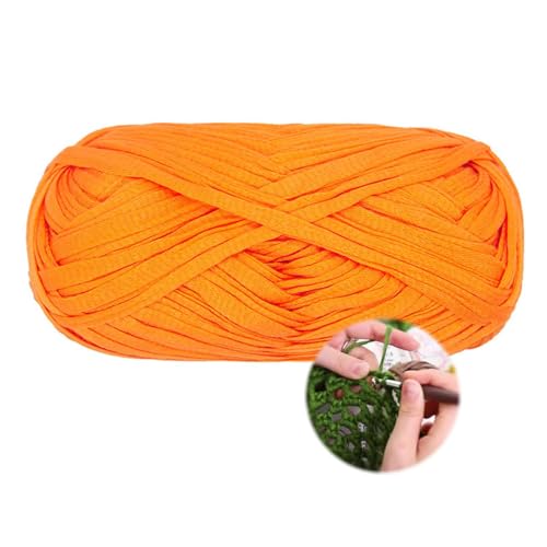 T-Shirt Garn 100g/70m, Durchmesser 10 MmTextilgarn Zum Häkeln Für Körbe, Häkelkorb Taschen Teppiche Wandbehang Makramee (Orange-A) von zoufabaola