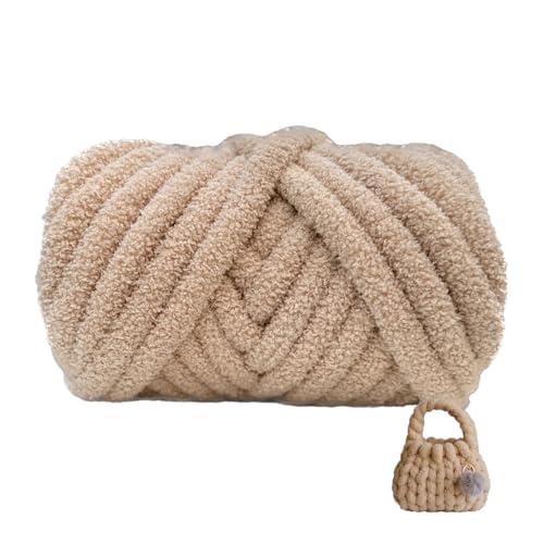 Teddygarn, 500g/1000g Durchmesser 3cm, Blanket Yarn,dicke Wolle Zum Handstricken, Soft Arm Knitting, Perfekt Zum Weben Von Haustier Nest, Decken, Zierkissen (Beige,1000g) von zoufabaola