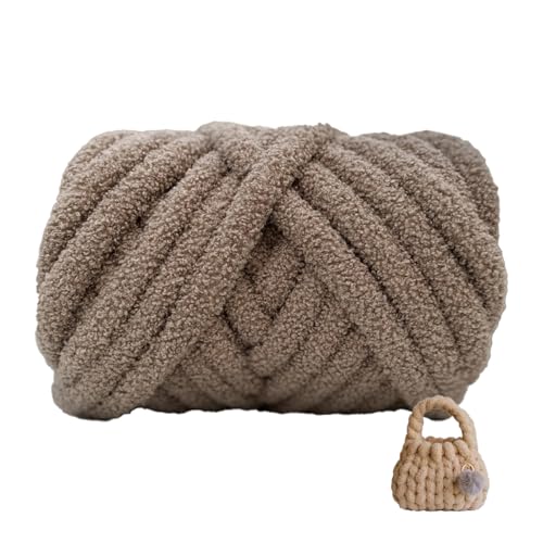 Teddygarn, 500g/1000g Durchmesser 3cm, Blanket Yarn,dicke Wolle Zum Handstricken, Soft Arm Knitting, Perfekt Zum Weben Von Haustier Nest, Decken, Zierkissen (Dunkles Khaki,1000g) von zoufabaola