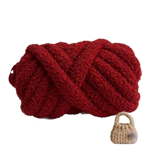 Teddygarn, 500g/1000g Durchmesser 3cm, Blanket Yarn,dicke Wolle Zum Handstricken, Soft Arm Knitting, Perfekt Zum Weben Von Haustier Nest, Decken, Zierkissen (Rotwein,500g) von zoufabaola