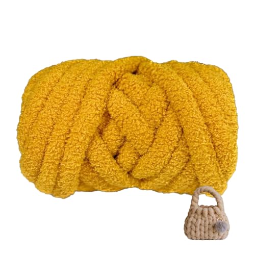 Teddygarn,Dicke Wolle Garn 500g/1000g Durchmesser 3cm, Sperrige Armstricken Wolle, Soft Arm Knitting, Perfekt Zum Weben Von Haustier Nest, Decken, Zierkissen (Gelb,500g) von zoufabaola
