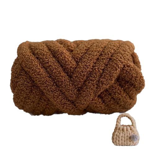 Teddygarn,Dicke Wolle Garn 500g/1000g Durchmesser 3cm, Sperrige Armstricken Wolle, Soft Arm Knitting, Perfekt Zum Weben Von Haustier Nest, Decken, Zierkissen (Karamell,1000g) von zoufabaola
