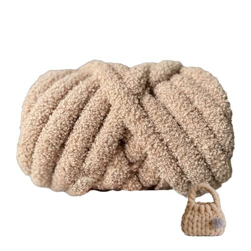 Teddygarn,Dicke Wolle Garn 500g/1000g Durchmesser 3cm, Sperrige Armstricken Wolle, Soft Arm Knitting, Perfekt Zum Weben Von Haustier Nest, Decken, Zierkissen (Khaki,500g) von zoufabaola