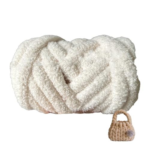 Teddygarn,Dicke Wolle Garn 500g/1000g Durchmesser 3cm, Sperrige Armstricken Wolle, Soft Arm Knitting, Perfekt Zum Weben Von Haustier Nest, Decken, Zierkissen (Weiß,500g) von zoufabaola