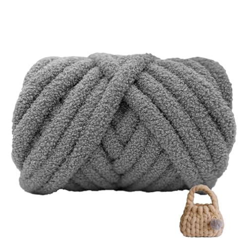 Teddygarn,Dicke Wolle Garn 500g/1000g Durchmesser 3cm, Sperrige Armstricken Wolle, Soft Arm Knitting, Perfekt Zum Weben Von Haustier Nest, Decken, Zierkissen (grau,1000g) von zoufabaola