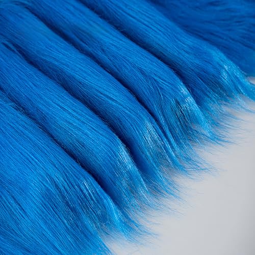zoufabaola Faux Fur Fabric, 50 X 180 cm Fell Zum Basteln, Kunstfell Meterware,Quadratischer Aufnäher Zum Kunstfell Basteln Zwergenkostüm Bodendekoration Matte Kunstleder Fell Stoff (Blau-A) von zoufabaola