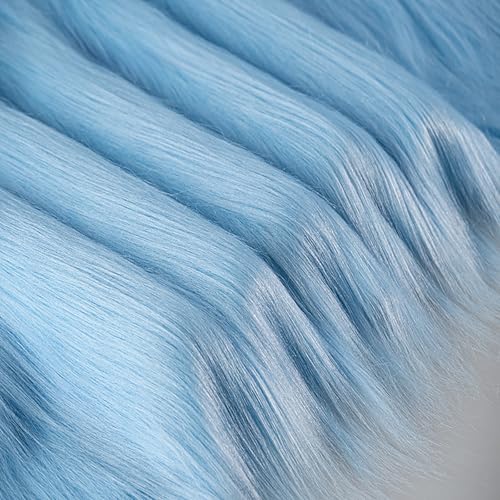 zoufabaola Faux Fur Fabric, 50 X 180 cm Fell Zum Basteln, Kunstfell Meterware,Quadratischer Aufnäher Zum Kunstfell Basteln Zwergenkostüm Bodendekoration Matte Kunstleder Fell Stoff (Blau-D) von zoufabaola