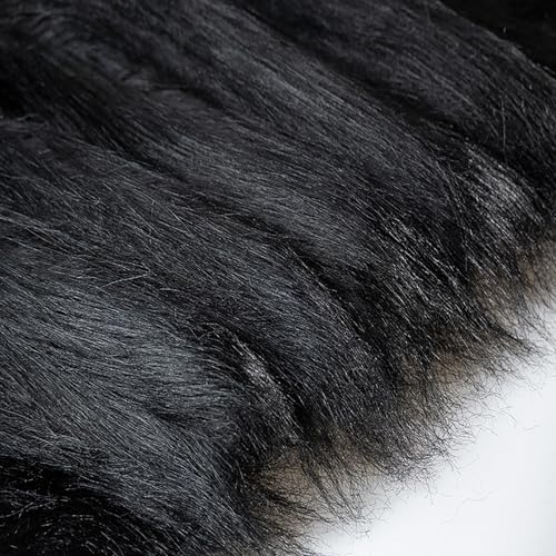 zoufabaola Faux Fur Fabric, 50 X 180 cm Fell Zum Basteln, Kunstfell Meterware,Quadratischer Aufnäher Zum Kunstfell Basteln Zwergenkostüm Bodendekoration Matte Kunstleder Fell Stoff (Schwarz) von zoufabaola