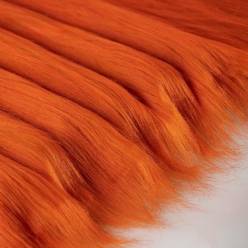 zoufabaola Faux Fur Fabric, 50 X 180 cm Fell Zum Basteln, Kunstfell Meterware,Quadratischer Aufnäher Zum Kunstfell Basteln Zwergenkostüm Bodendekoration Matte Kunstleder Fell Stoff (orange-A) von zoufabaola