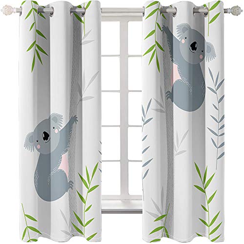 zpangg Verdunkelungsvorhang Kräuselband Koala Mit Ösen Gardine Für Schlafzimmer, Kinderzimmer 2 Stück Verdunkelungsvorhänge Farbige Vorhänge 220×215Cm von zpangg