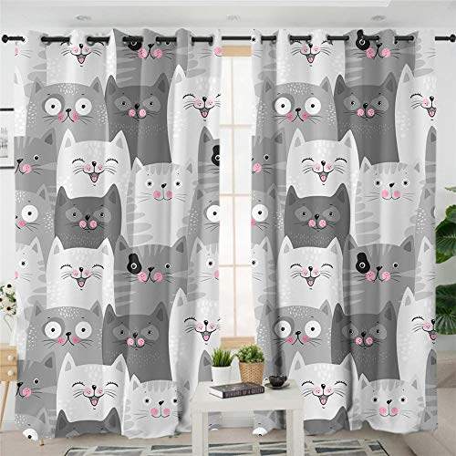 zpangg Verdunkelungsvorhang Kräuselband Süße Katzen Mit Ösen Gardine Für Schlafzimmer, Kinderzimmer 2 Stück Verdunkelungsvorhänge Farbige Vorhänge 184×214Cm zpangg Verdunkelungsvorhang Kräuselband Süße Katzen Mit Ösen Gardine Für Schlafzimmer, Kinderzimmer 2 Stück Verdunkelungsvorhänge Farbige Vorhänge 184×214Cm von zpangg
