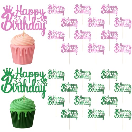 24 Stück rosa und grüne Happy Birthday Cupcake Toppers Doppellagige Glitzer Kuchen Topper Picks Dessert Topper Dekoration für Geburtstagsfeier Jahrestag Feier Party Supplies 24 Stück rosa und grüne Happy Birthday Cupcake Toppers Doppellagige Glitzer Kuchen Topper Picks Dessert Topper Dekoration für Geburtstagsfeier Jahrestag Feier Party Supplies von zsccxq