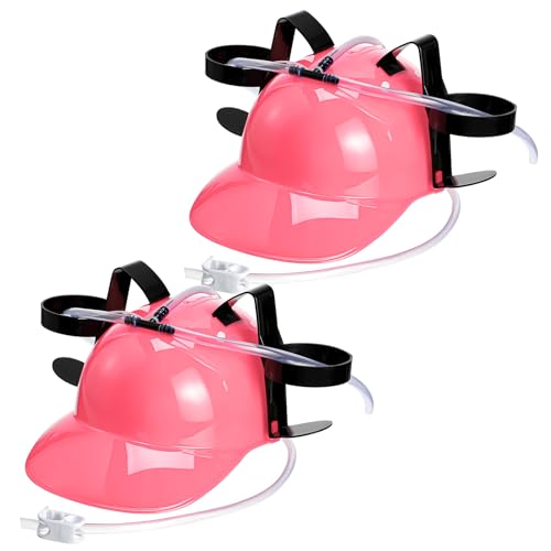 zsccxq 2 Stück Safthut Lustige Soda Hut Saft Helm Einstellbare Soda Hut Dosenhalter Soda Kappe mit Strohhalm für Sportspiele Halloween Weihnachten Party Supplies Geschenke (Rosa) von zsccxq