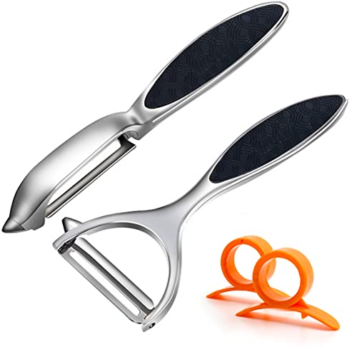Sparschäler Schäler Edelstahl Zweischneidig Pendelklinge Rostfrei Spülmaschinengeeignet, 2PCS für Küche für Obst Karotten Auberginen Paar Mango Gurken Schokolade mit ergonomischem rutschfesten Griff Sparschäler Schäler Edelstahl Zweischneidig Pendelklinge Rostfrei Spülmaschinengeeignet, 2PCS für Küche für Obst Karotten Auberginen Paar Mango Gurken Schokolade mit ergonomischem rutschfesten Griff von ztarraum