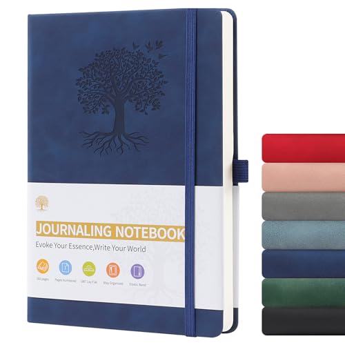 ZTOWOTO Notizbuch A5 Liniert Hardcover,Dick The Notebook,PU-Leder Notizheft A5 192 BläTter,8.3 X 5.8 ''Memobuch Mit Stiftschlaufe,Elastische Bindung,Journaling Buch FüR Die Arbeit,Studium (Dunkelblau) von ztowoto
