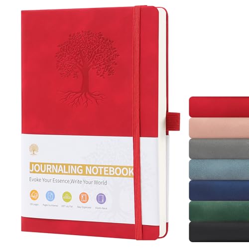 ztowoto Notizbuch A5 Liniert Hardcover,Dick The Notebook,PU-Leder Notizheft A5 192 BläTter,8.3 X 5.8 ''Memobuch Mit Stiftschlaufe,Elastische Bindung,Journaling Buch FüR Die Arbeit, Studium(Rot) von ztowoto