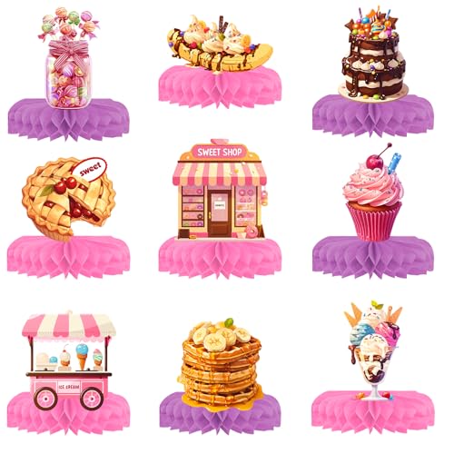 9 Stück Eiscreme, Candyland, Dessert, Cupcake, Kuchen, Ei, Tarte, Party-Dekorationen, süße Themen-Geburtstagsparty-Dekorationen, Waben-Tischaufsätze für Mädchen 9 Stück Eiscreme, Candyland, Dessert, Cupcake, Kuchen, Ei, Tarte, Party-Dekorationen, süße Themen-Geburtstagsparty-Dekorationen, Waben-Tischaufsätze für Mädchen von zukmvuh