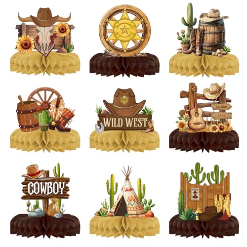 9 Stück Western-Party-Dekorationen, Cowboy-Party-Dekorationen, Western-Cowboy-Mittelstücke für Tische Wild-West-Rodeo-Dekor, Waben-Tischaufsätze 9 Stück Western-Party-Dekorationen, Cowboy-Party-Dekorationen, Western-Cowboy-Mittelstücke für Tische Wild-West-Rodeo-Dekor, Waben-Tischaufsätze von zukmvuh