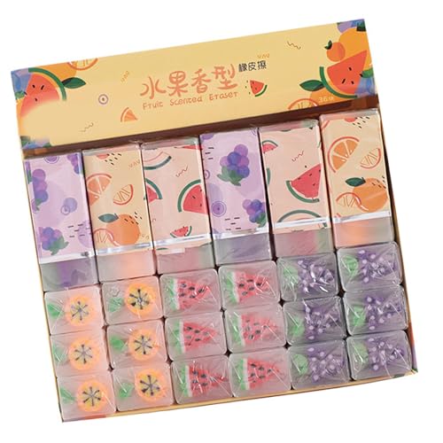 36pcs Neuheit Fruchtthema Eraser Easy Löschen Von Gummi Radiergummi Radierern Für Schüler Kinderspiel Belohnungen Weihnachtsstrumpffüllfüllstoffe Farbenfrohe Radiergummi Sammlung von zuousxbs