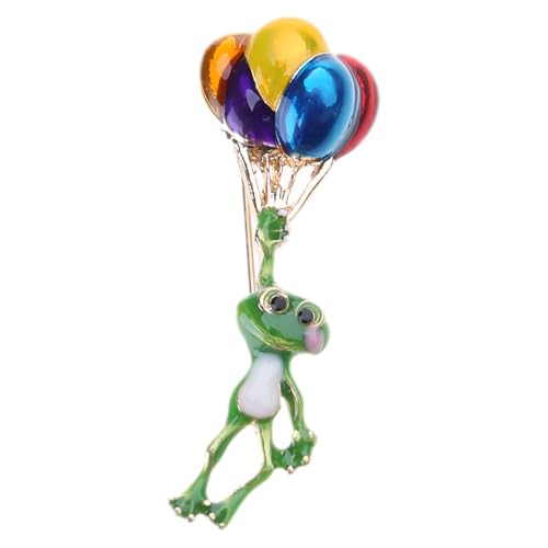 zuousxbs Brosche mit Heißluftballon-Frosch, Bezaubernde Ergänzung, Brosche, Emaille-Anstecknadel, Frosch-Brosche, einzigartiges Strickjacken-Zubehör von zuousxbs