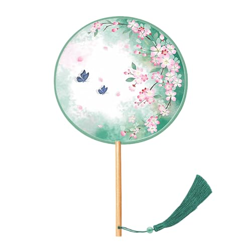 zuousxbs Chinesischer Fan Klassisch Mit Anhänger Tassels Tinten Malerei Fan Round Handhelds Seidenfanfotografie von zuousxbs