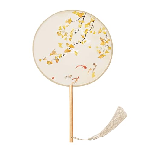 zuousxbs Chinesischer Fan Klassisch Mit Anhänger Tassels Tinten Malerei Fan Round Handhelds Seidenfanfotografie von zuousxbs