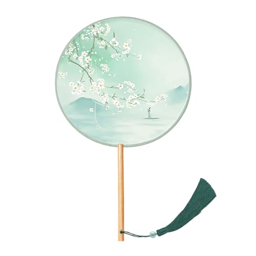 zuousxbs Chinesischer Fan Klassisch Mit Anhänger Tassels Tinten Malerei Fan Round Handhelds Seidenfanfotografie von zuousxbs