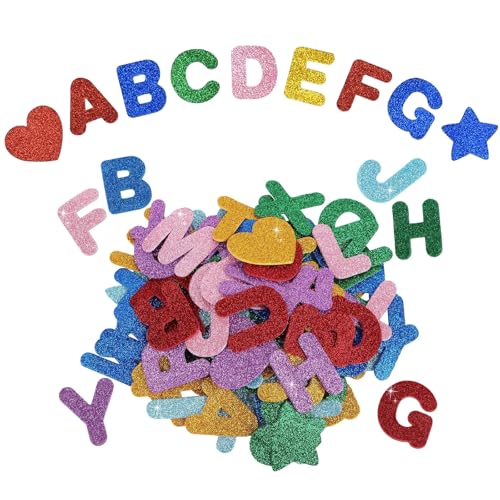 168 Stück Buchstaben Aufkleber, Buchstaben Selbstklebend, Glitzer Schaumstoff Sticker, Filzbuchstaben Selbstklebend, Glitzer Foam Zahlen Aufkleber, Für Schulkind Schulanfang Einschulung, Diy Handwerk von zurabini