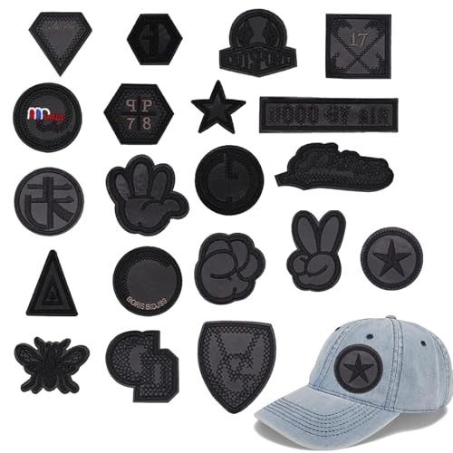 AufnäHer Zum AufbüGeln, 20 Stück Schwarz Bestickte Applikationen, Sticker, Bestickter Stoff, Zum AufbüGeln Oder AufnäHen Auf Kleidung, Hut, Jeans von zurabini