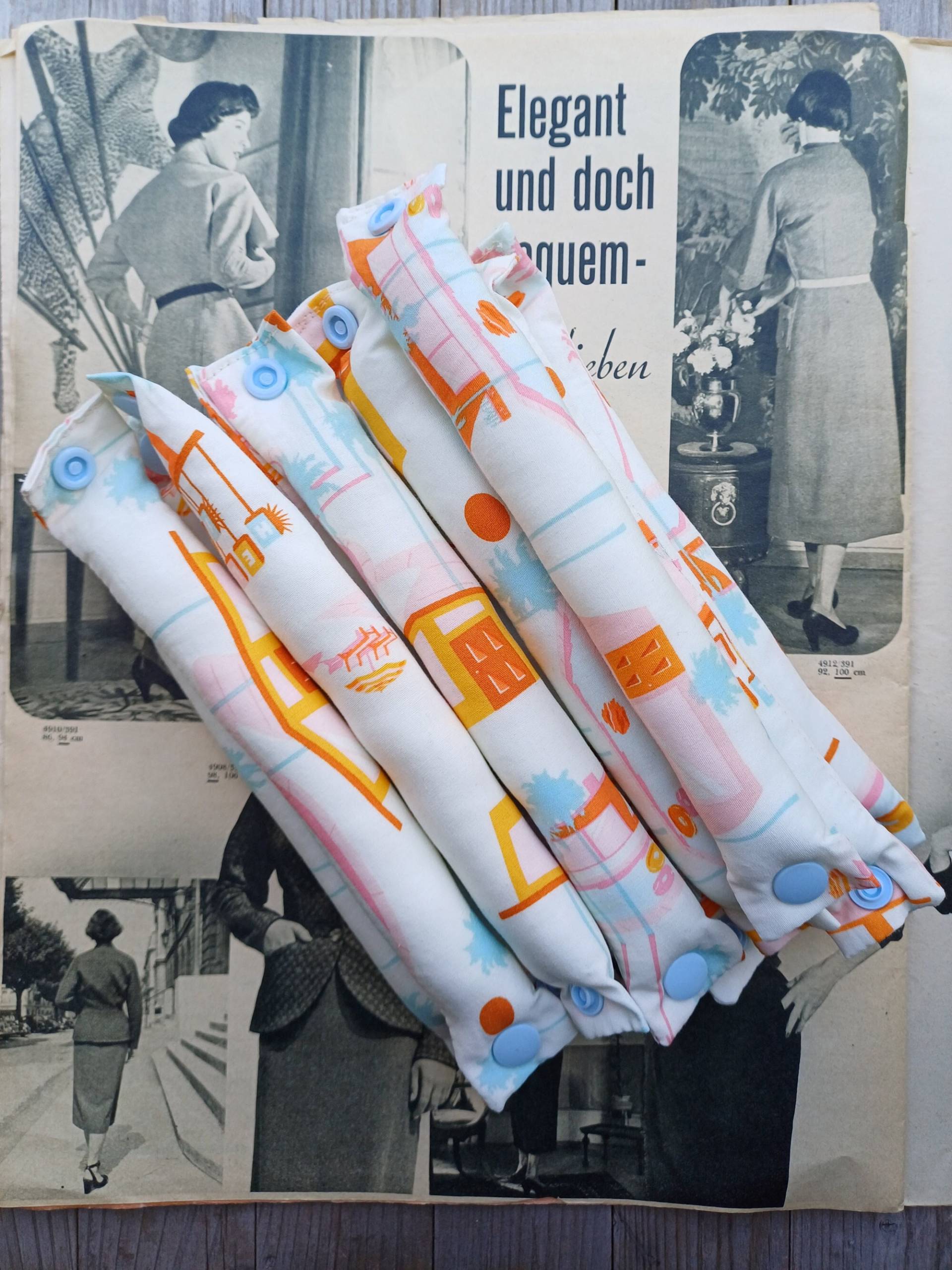 12Er Set Schlafwickler Mit Druckknopf Creme Mid Century Design/Lockenwickler Ohne Hitze Für Die Nacht Haarwickler 12Er Set Schlafwickler Mit Druckknopf Creme Mid Century Design/Lockenwickler Ohne Hitze Für Die Nacht Haarwickler von zwoelftekojelinksDE