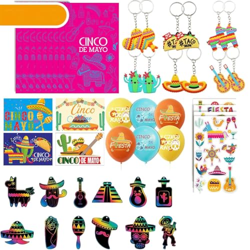 Cincos De Mayos Partyzubehör, Luau-Foto-Requisiten, Geburtstagsparty-Dekorationen, mexikanisches Karnevalszubehör, Fiesta-Gummi-Armbänder, Fiesta-Themen-Partyzubehör, Festival-Zubehör von zwxqe