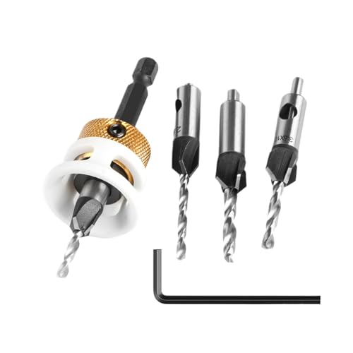 Countersink Drill Bit Set, 4X Adjustable Depth Bits, 1/4 Inch Hex Shank, Heavy-Duty Quick Change Tool, Ideal for Woodworking, Carpentry, Precision Drilling Countersink Drill Bit Set, 4X Adjustable Depth Bits, 1/4 Inch Hex Shank, Heavy-Duty Quick Change Tool, Ideal for Woodworking, Carpentry, Precision Drilling von zwxqe