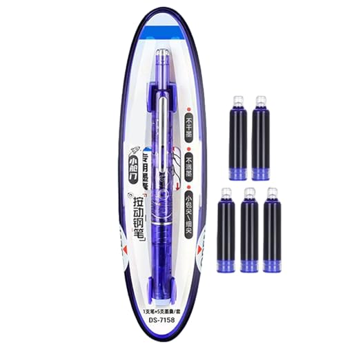 Einziehbarer Füllfederhalter, glattes Schreibwerkzeug, 0,38 mm feine Spitze, auslaufsicheres Design mit 5 nachfüllbaren Patronen, ideal für Notizbuch, Skizzieren, Journaling, Schule, Kunstprojekte Einziehbarer Füllfederhalter, glattes Schreibwerkzeug, 0,38 mm feine Spitze, auslaufsicheres Design mit 5 nachfüllbaren Patronen, ideal für Notizbuch, Skizzieren, Journaling, Schule, Kunstprojekte von zwxqe
