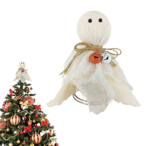 Ghost Tree Toper, Festliche Ghost Treetop Dekoration, 7.28x3.78x3.78 Zoll Miniatur -Spooke -Ornament für Halloween, Ferienparty -Vorräte, Winter Weihnachten und Innenhäuser - -Display von zwxqe