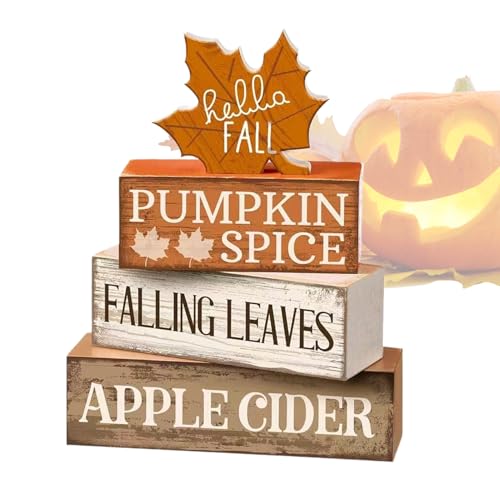 Herbst-Ahorn-Dekoration – Herbst-Tischdekoration, Holz-Ahorn, Tischdekoration, Block für Ernte, Party, Kamin, Küchenregal, Zuhause, Kaminsims, Schreibtisch, Tischplatte von zwxqe