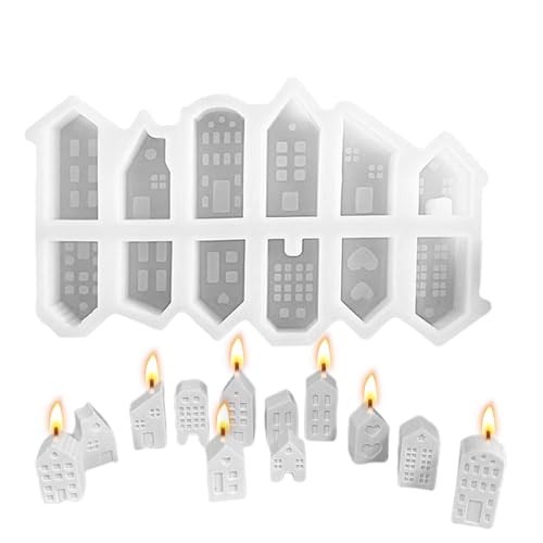 Kerzenformen - Haus Silikonform - Wiederverwendbare 12 Häuser Form Für Weihnachtstischdekoration Kerzen Harz Handwerk Seife Kerzenformen - Haus Silikonform - Wiederverwendbare 12 Häuser Form Für Weihnachtstischdekoration Kerzen Harz Handwerk Seife von zwxqe